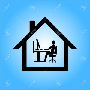 vector home office icon flat design infographic pictogram black on blue background